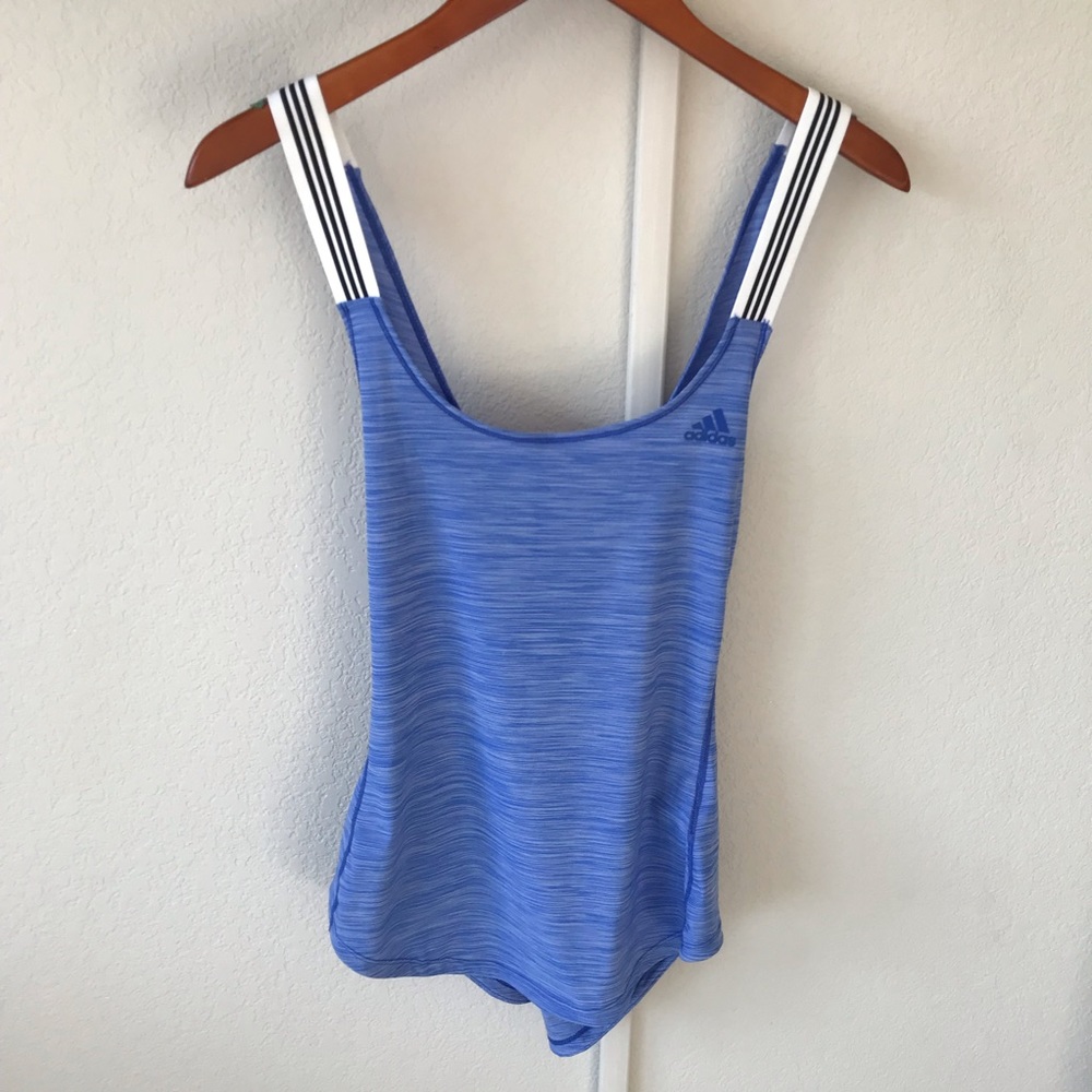 Adidas Climalite Athletic Crisscross Tank Top Blue